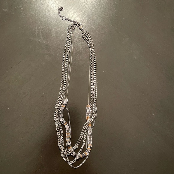 Express Gold and Silver Chevron Layered Necklace - Picture 1 of 3